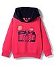 Wingsfield Full Sleeves Camera Printed Light Winter Hooded Light Winter Sweatshirt - Coral