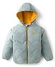 Wingsfield Full Sleeves Pegasus Embroidered Padded Light Winter Hooded Jacket - Pista Green