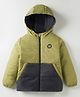 Wingsfield Full Sleeves Colour Blocked Padded Light Winter Hooded Jacket - Green