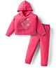 Wingsfield Full Sleeves Floral Printed Light Winter Hooded Sweatshirt & Joggers Set - Pink