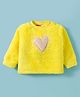 Wingsfield Full Sleeves Heart Design Fur Detailed Sequins Embellished Light Winter Sweatshirt - Yellow