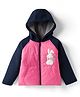 Wingsfield Full Sleeves Colour Blocked Bunny Patch Detailed Padded Light Winter Hooded Jacket - Pink