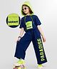 OLLINGTON ST. 100% Cotton Half Sleeves Hooded Top & Knit Pant Set - Navy Blue
