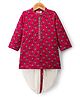 Babyhug Cambric Woven Full Sleeves Kurta Dhoti Set With Floral Print - Red & White