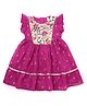 Babyhug Woven Frill Sleeves Ethnic Dress With Floral Embroidery & Sequin Detailing - Fuchsia