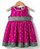 Babyhug Cotton Blend Woven Sleeveless Foil Printed Ethnic Dress - Fuchsia