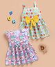 TOONYPORT Cotton Knit Pack Of 2 Cap Sleeves Lemon & Cats Printed Dresses - Multi Colour