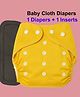 Joy Buzz Free Size Reusable Cloth Diaper / Nappies With Inserts - Yellow- Pack of 1