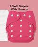 Joy Buzz Free Size Reusable Cloth Diaper / Nappies With Insert - Pink- Pack of 1