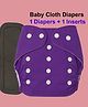 Joy Buzz Free Size Reusable Cloth Diaper / Nappies With Insert - Purple- Pack of 1