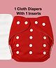 Joy Buzz Free Size Reusable Cloth Diaper / Nappies With Insert - Red- Pack of 1
