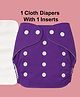 Joy Buzz Free Size Reusable 1 Cloth Diaper / Nappies With 1 Insert - Purple- Pack of 1