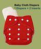 Joy Buzz Free Size Reusable 1 Cloth Diaper / Nappies With 2 Insert - Red