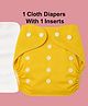 Joy Buzz Free Size Reusable Cloth Diaper / Nappies With Insert - Yellow- Pack of 1