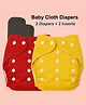 Joy Buzz Free Size Reusable Cloth Diaper / Nappies With 2 Insert - Red, Yellow- Pack of 2