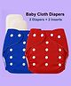 Joy Buzz Free Size Reusable Cloth Diaper / Nappies With Insert - Red, Blue- Pack of 2