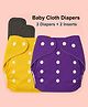 Joy Buzz Free Size Reusable Cloth Diaper / Nappies With Insert - Yellow, Purple- Pack of 2