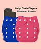 Joy Buzz Free Size Reusable Cloth Diaper / Nappies With Insert - Blue, Pink- Pack of 2