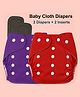 Joy Buzz Free Size Reusable Cloth Diaper / Nappies With Insert - Purple, Red- Pack of 2