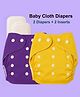 Joy Buzz Free Size Reusable Cloth Diaper / Nappies With Insert - Purple, Yellow- Pack of 2