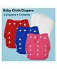 Joy Buzz Free Size Reusable Cloth Diaper / Nappies With Insert - Red, Blue, Pink- Pack of 3