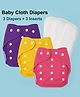 Joy Buzz Free Size Reusable Cloth Diaper / Nappies With Insert - Purple, Yellow, Pink- Pack of 3