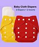 Joy Buzz Free Size Reusable Cloth Diaper / Nappies With Insert - Yellow, Red- Pack of 2