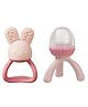 b.box Fresh Food Feeder + Chill Fill Teether - Pink | Soft Bunny Teether & Food Feeder Combo for Babies 3m+ | BPA-Free, Dishwasher Safe