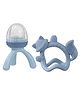 b.box Silicone Fresh Food Feeder + Wrist Teether - Blue | Safe Self-Feeding & Teething Set folr Babies | BPA-Free, Dishwasher Safe