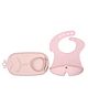 b.box Silicone Bib + Feeding Mat Combo - Pink | Easy-Clean Bib with Food Catcher & Roll-Up Mat with Divided Sections | BPA-Free | 4m+