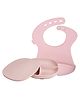 b.box Baby Mealtime Set - Silicone Bib + Suction Plate with Lid | Leak-Proof, Easy to Clean & Store | Pink | BPA-Free Silicone