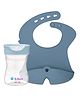 b.box Training Cup + Silicone Bib Combo | Blue | Easy-Grip Cup & Roll-Up Bib with Food Catcher | BPA-Free, Dishwasher Safe | 4m+