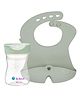 b.box Training Cup + Silicone Bib Combo | Green| Easy-Grip Cup & Roll-Up Bib with Food Catcher | BPA-Free, Dishwasher Safe | 4m+