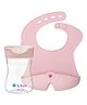 b.box Training Cup + Silicone Bib Combo | Pink | Easy-Grip Cup & Roll-Up Bib with Food Catcher | BPA-Free, Dishwasher Safe | 4m+