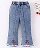 Mark & Mia Full Length Washed Jeans With Floral & Cherry Applique - Blue