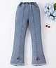 Mark & Mia Full Length Washed Flared Jeans With Floral & Cherry Applique - Blue