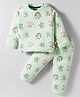 Mini Taurus Interlock Knit Full Sleeves Co-ords Night Suit With Star Print - Light Green