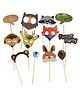 Birthday Popper Funky Party Props (12 Pcs, Glossy Forest Animal Theme)  Photo Booth Props for Kids, Boys & Girls, Birthday Party Decorations & Selfie Accessories