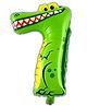 Birthday Popper Animal Number Foil Balloon | No. 7 | Jungle Theme Cartoon Balloons for Birthday Decoration | Self-Sealing, Double-Sided Print | Air or Helium Fillable | 40x35 cm Kids Party Supplies