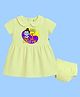 The Peppy Tend 100% Cotton Knit Dussehra Theme Half Sleeves My 1st Dussehra Text Printed Dress With Bloomer - Yellow