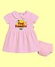 The Peppy Tend 100% Cotton Knit Dussehra Theme Half Sleeves My First Dussehra Text Printed Dress With Bloomer - Pink