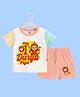 The Peppy Tend 100% Cotton Knit Durga Puja Theme Half Sleeves My 1st Durga Puja Text Printed Tee & Shorts Set - Multi Colour
