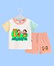 The Peppy Tend 100% Cotton Knit Navratri Theme Half Sleeves My 1st Navratri Text Printed Tee & Shorts Set - Multi Colour
