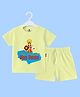 The Peppy Tend 100% Cotton Knit Durga Puja Theme Half Sleeves Seeking Blessings From Maa Durga Text Printed Tee & Shorts Set - Yellow