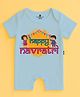 The Peppy Tend 100% Cotton Knit Navratri Theme Half Sleeves Happy Navratri Text Printed Romper - Blue