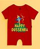 The Peppy Tend 100% Cotton Knit Dussehra Theme Half Sleeves Happy Dussehra Text Printed Romper - Red