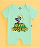 The Peppy Tend 100% Cotton Knit Dussehra Theme Half Sleeves Happy Dussehra Text Printed Romper - Sea Green