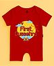 The Peppy Tend 100% Cotton Knit Dussehra Theme Half Sleeves My First Dussehra Text Printed Romper - Red