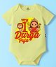The Peppy Tend 100% Cotton Knit Durga Puja Theme Half Sleeves My 1st Durga Puja Text Printed Onesie - Yellow