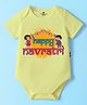 The Peppy Tend 100% Cotton Knit Navratri Theme Half Sleeves Happy Navratri Text Printed Onesie - Yellow
